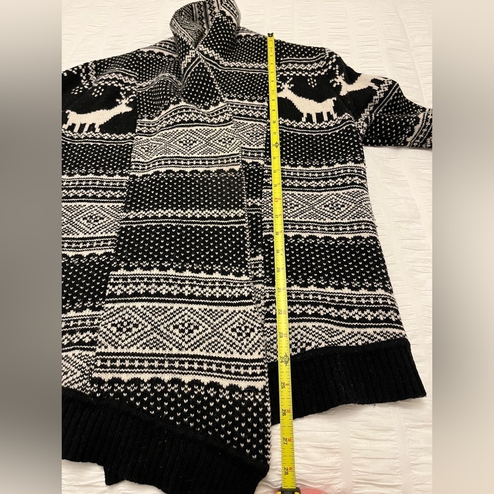 TELLURIDE CLOTHING Sweater Open Front Cardigan Deer Nordic Pattern Lambswool - Picture 15 of 17